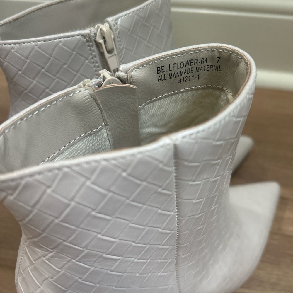 BAMBOO Woven Pattern Cream Ankle Boots Size 7 - Picture 6 of 7